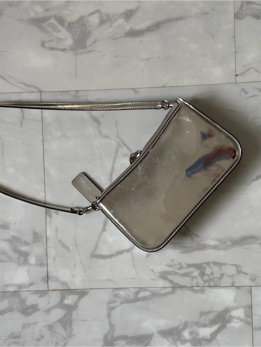 Coach silver small shoulder bag